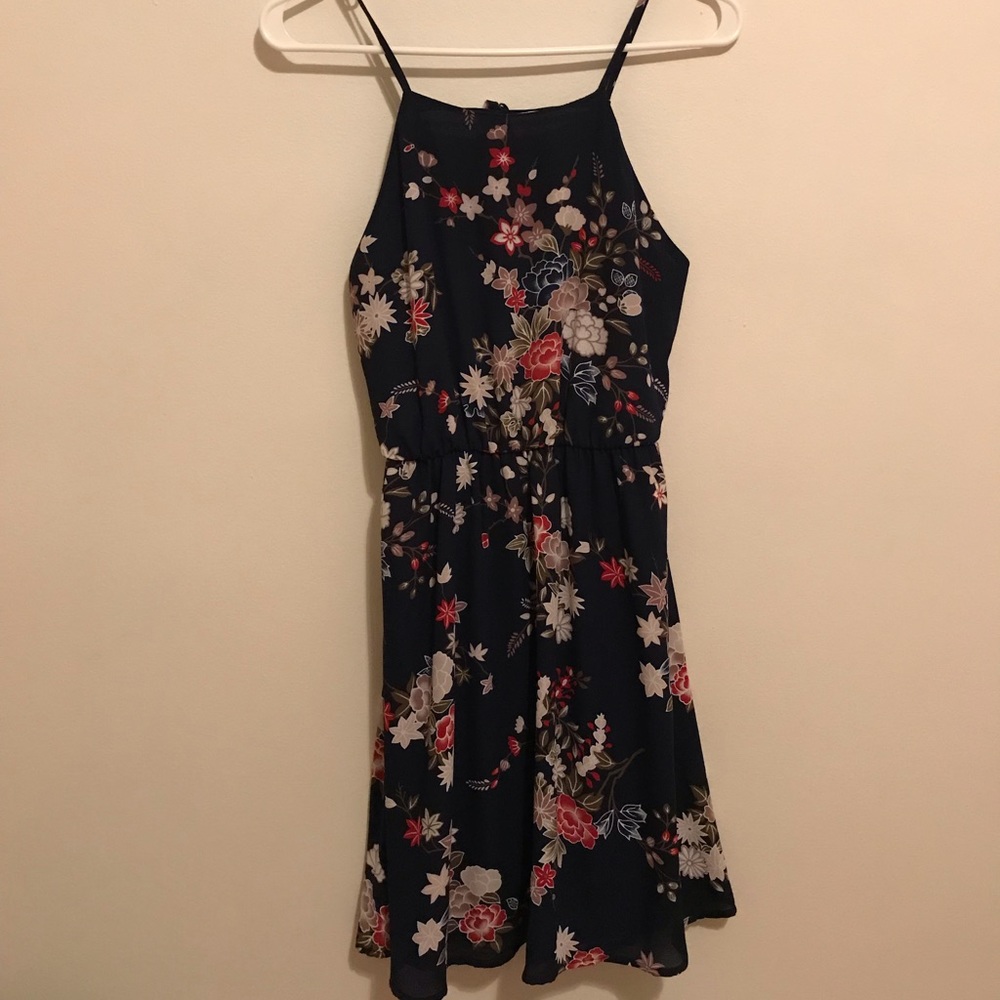 Lush floral navy dress